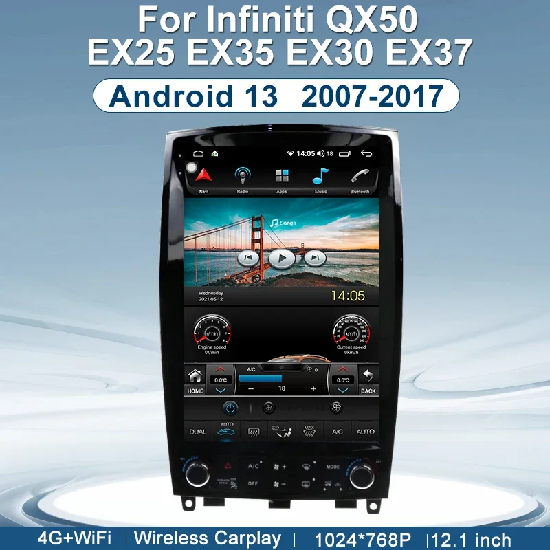 

For Infiniti EX25 EX35 EX37 QX50 2007-2017 Android 13.0 Car Radio Multimedia Video Player Stereo Wireless Car GPS Navigati