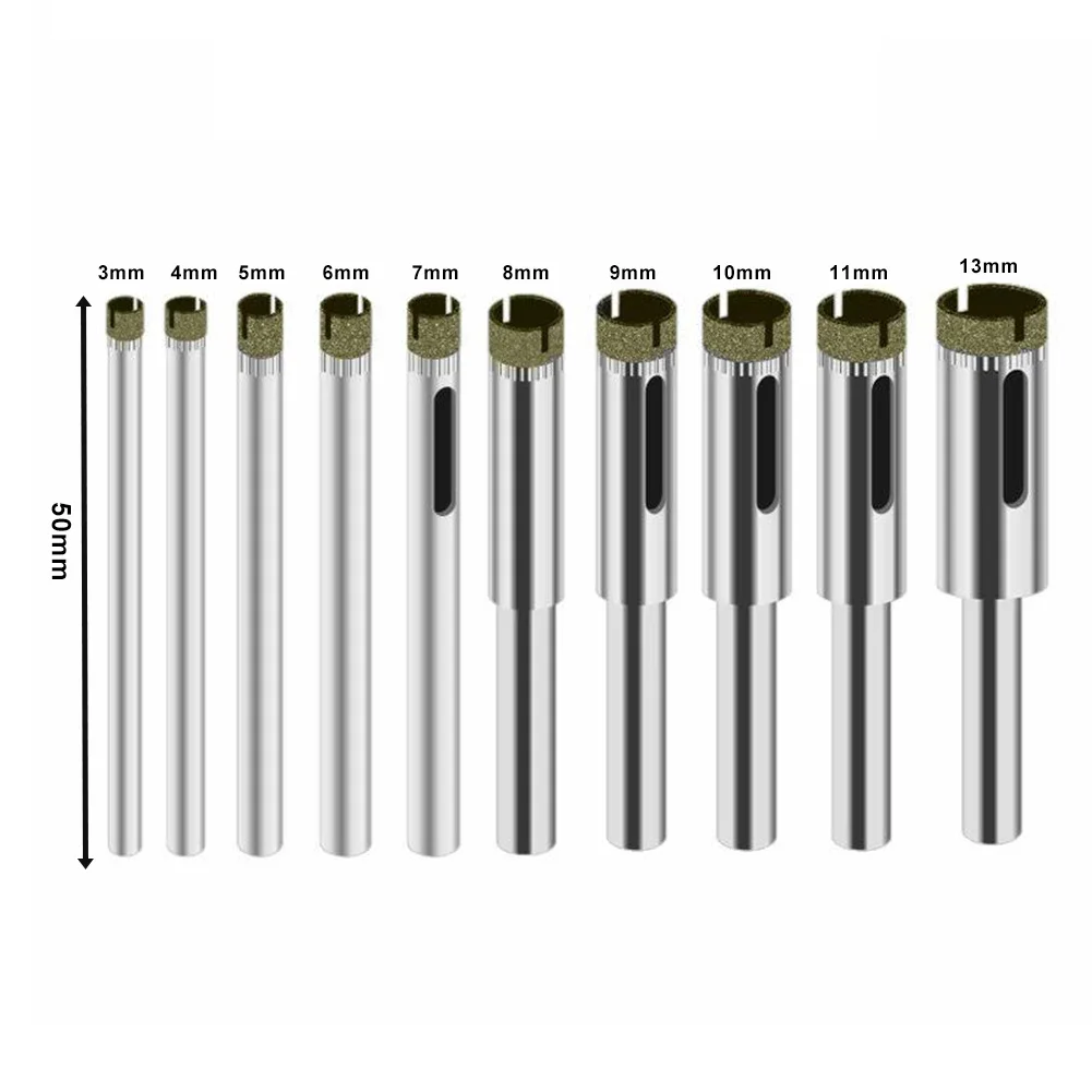 Ferramentas de trabalho de madeira brocas elétricas 10 peças-revestido de diamante 3mm-14mm para telha mármore vidro cerâmica ferramentas elétricas conjunto de perfuração