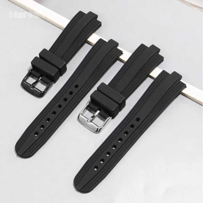 Durable Waterproof Sweatproof Silicone Watch Strap for Bvlgari Diagono Men Women 22mm Black Convex Interface Sports Accessories