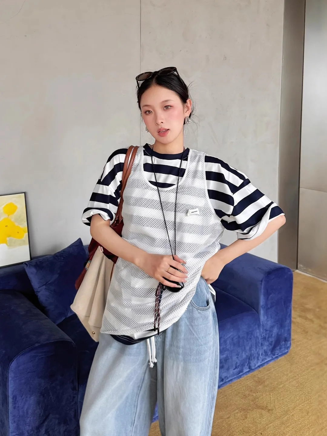 

Жилетка Annamooer DEARSOCUTE из смесового хлопка и полиэстера с вырезами, осенняя коллекция, приталенный крой