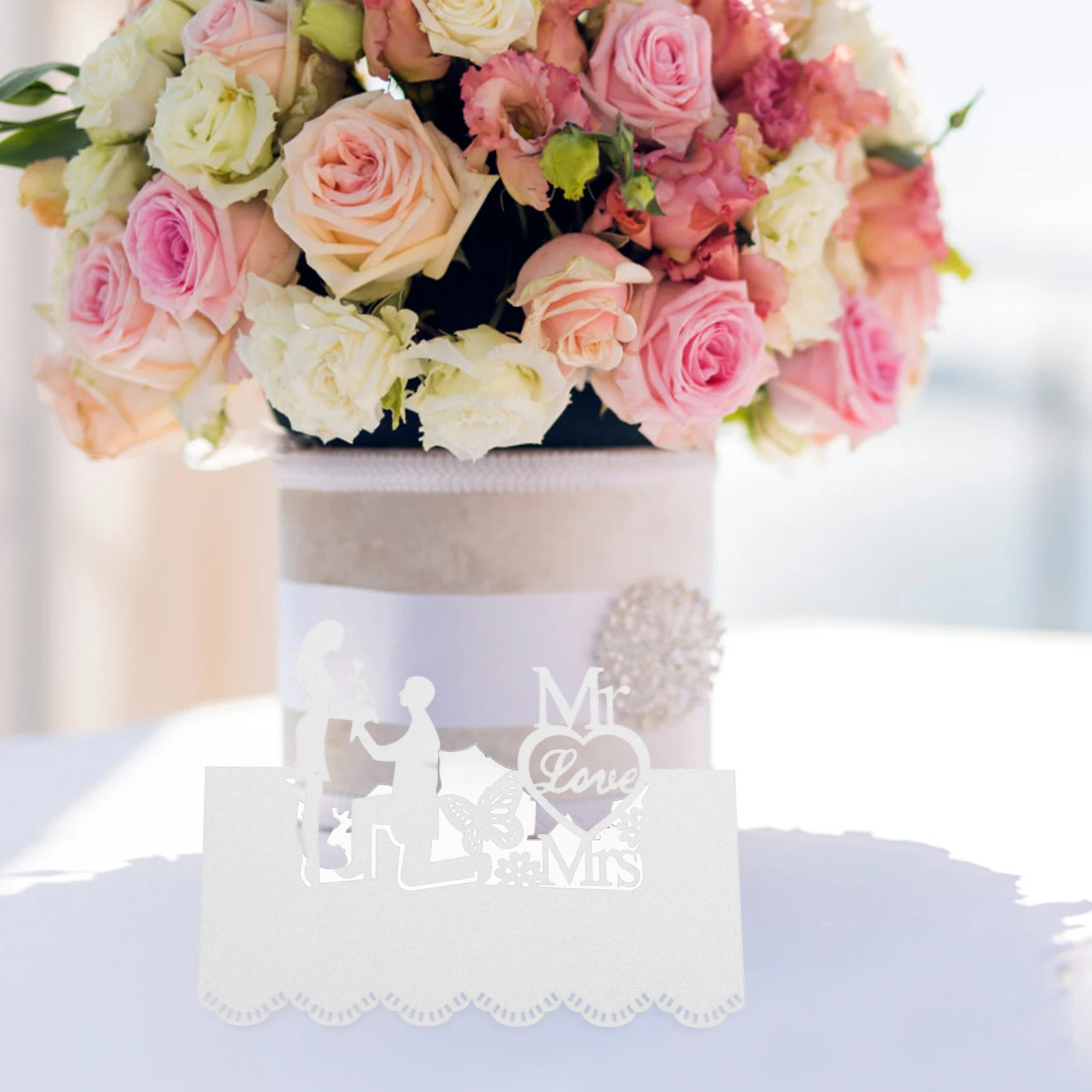 

Elegant Cut Hollow Flower Design Seat Cards for Weddings, Birthdays, Anniversaries, Table Place Decorations