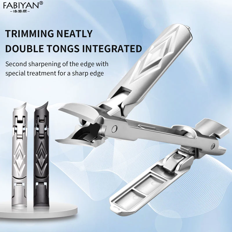 Stainless Steel Nail Clipper Double-ended Precision Trim Splash Resistant Folding Trimmer Scissor Beauty Manicure Pedicure Tools