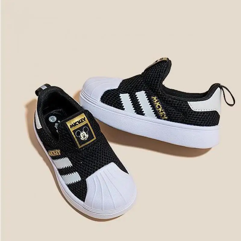 

Весенне-осенние детские туфли с Микки Маусом, дышащая удобная парусиновая обувь для мальчиков, одинарная обувь с героями мультфильмов для маленьких девочек, популярный бренд