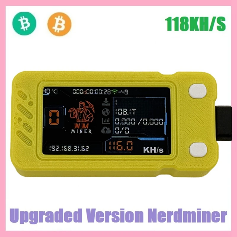 

Upgraded Nerdminer 118KH/S BTC Solo Lottery Miner Mini ASIC Miner Bitcoin BTC Miner Nerd Miner With Color Screen