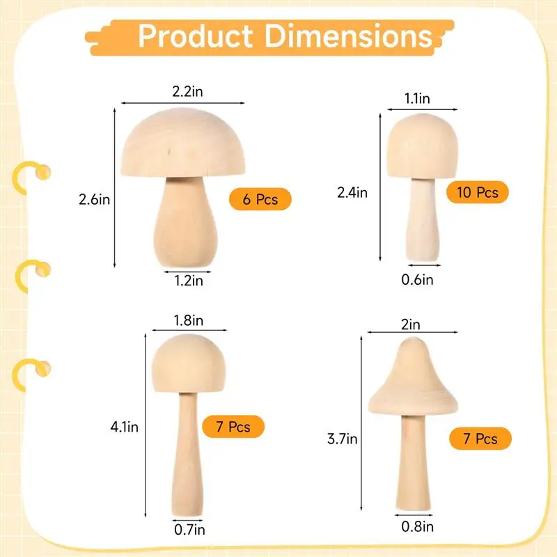 30 sztuk/zestaw niedokończone drewniane grzyby naturalne niepomalowane drewniane grzyby różne rozmiary figurki grzybów drewniane dekory grzybów