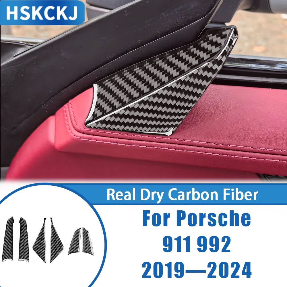 

Carbon Fiber Door Inner A-pillar Frame Panel Interior Cover Trim Modified Sticker Car Accessory For Porsche 911 992 2019—2024