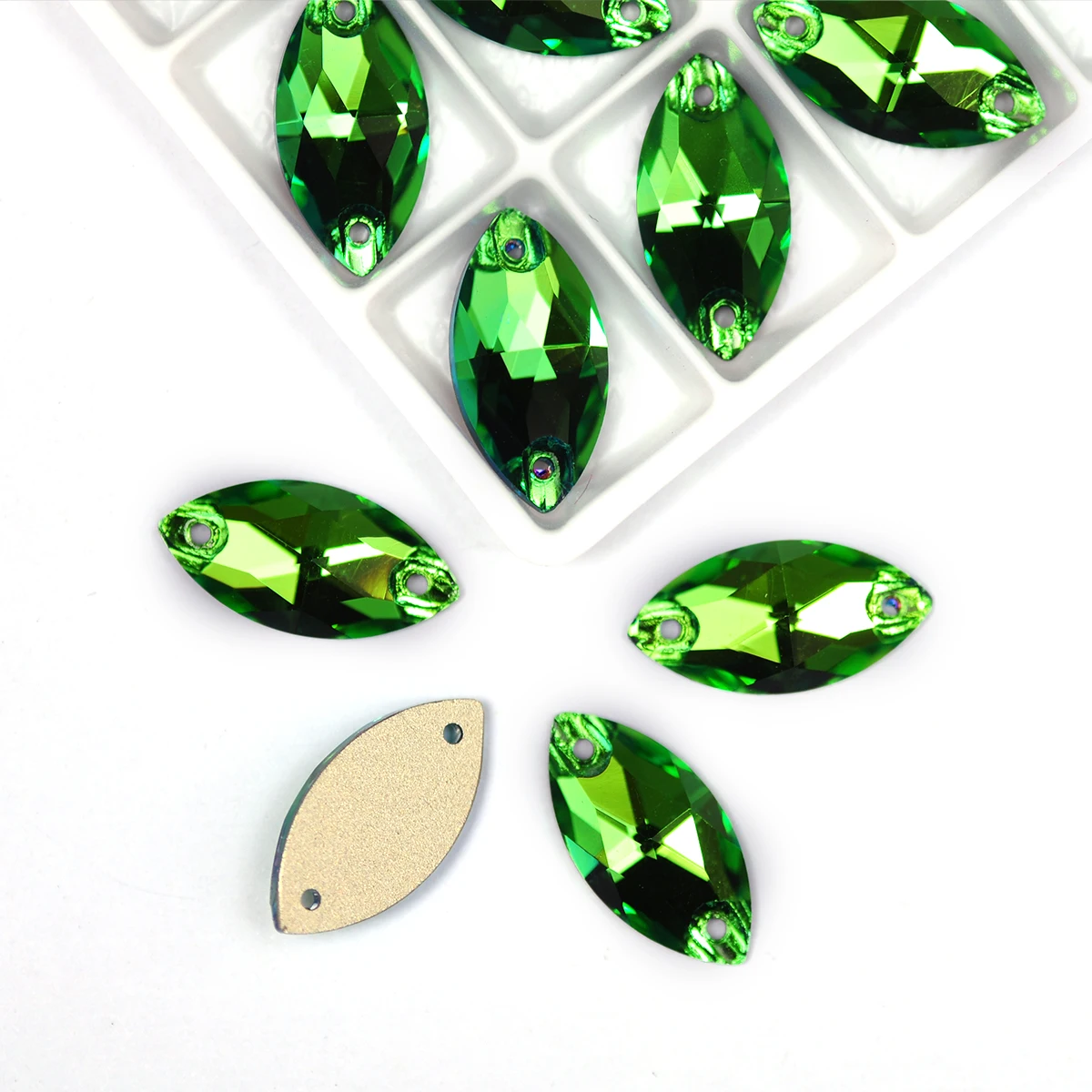 YANRUO 3223 Navette peridoto cucire su strass cristallo verde pietra cristalli di vetro strass Flatback cucito cucito