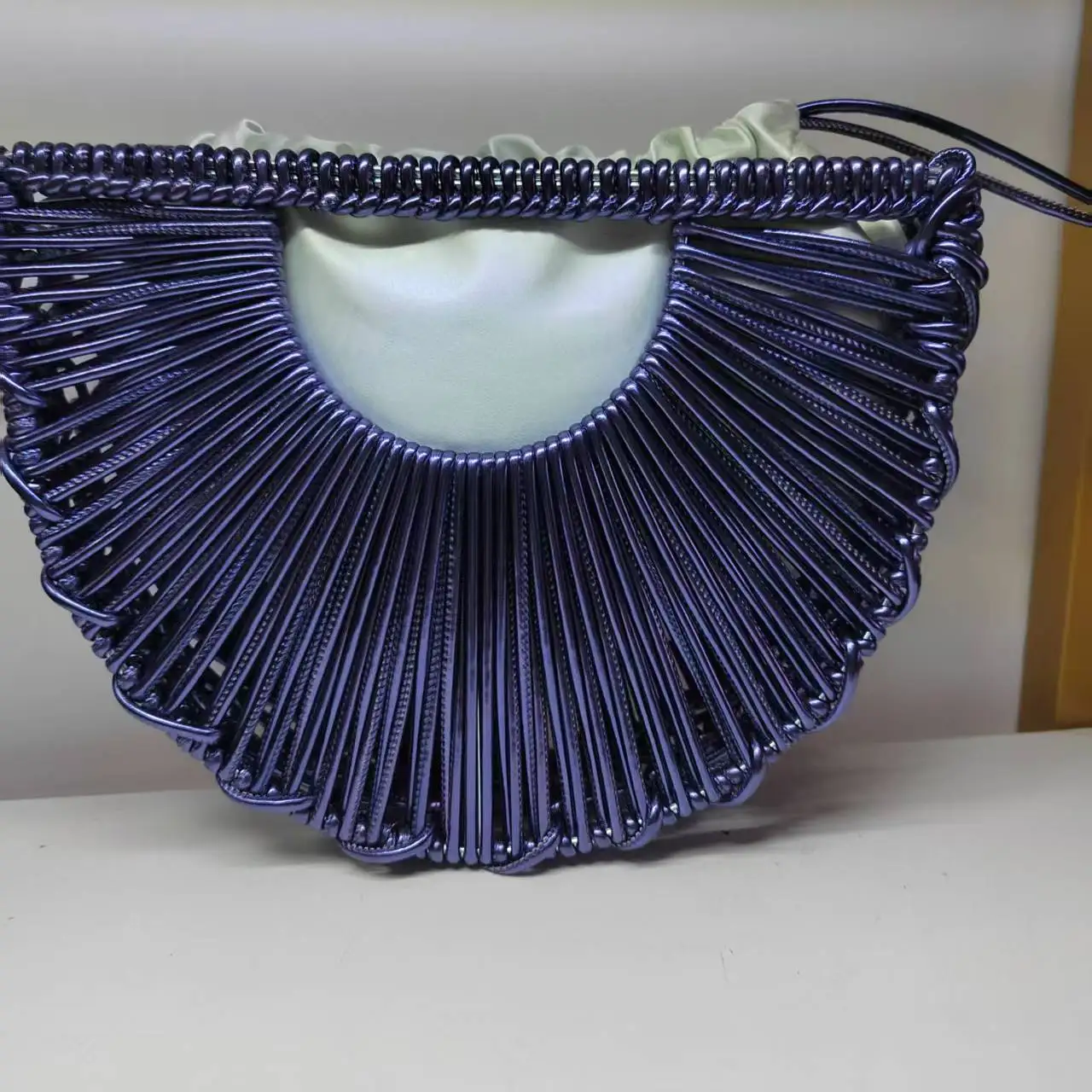 2026 Newest Summer Fan Shaped Purse Handbag PU String Famous Purple Handbag