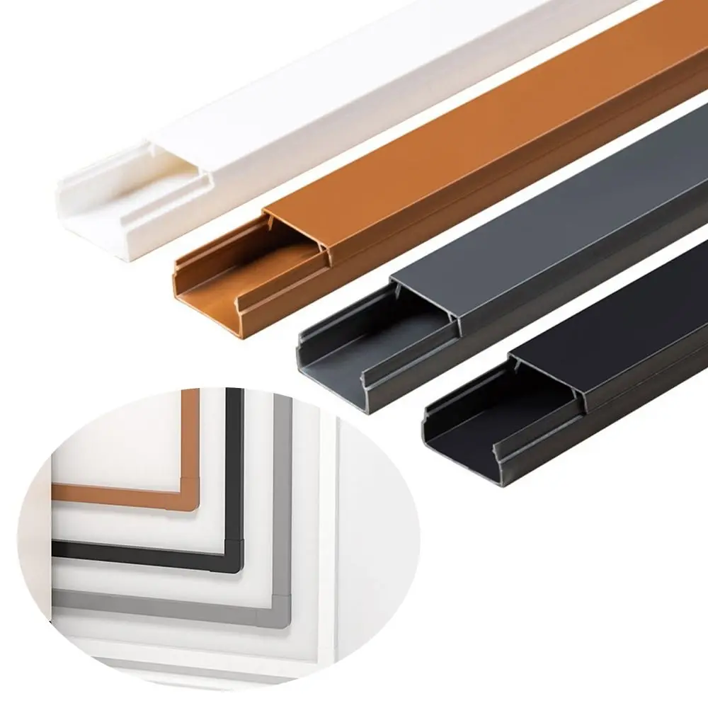 

High Quality 1m Wire Conduit Self-Adhesive Rectangle Cable Trunking Paintable PVC Electric Wire Slot Home