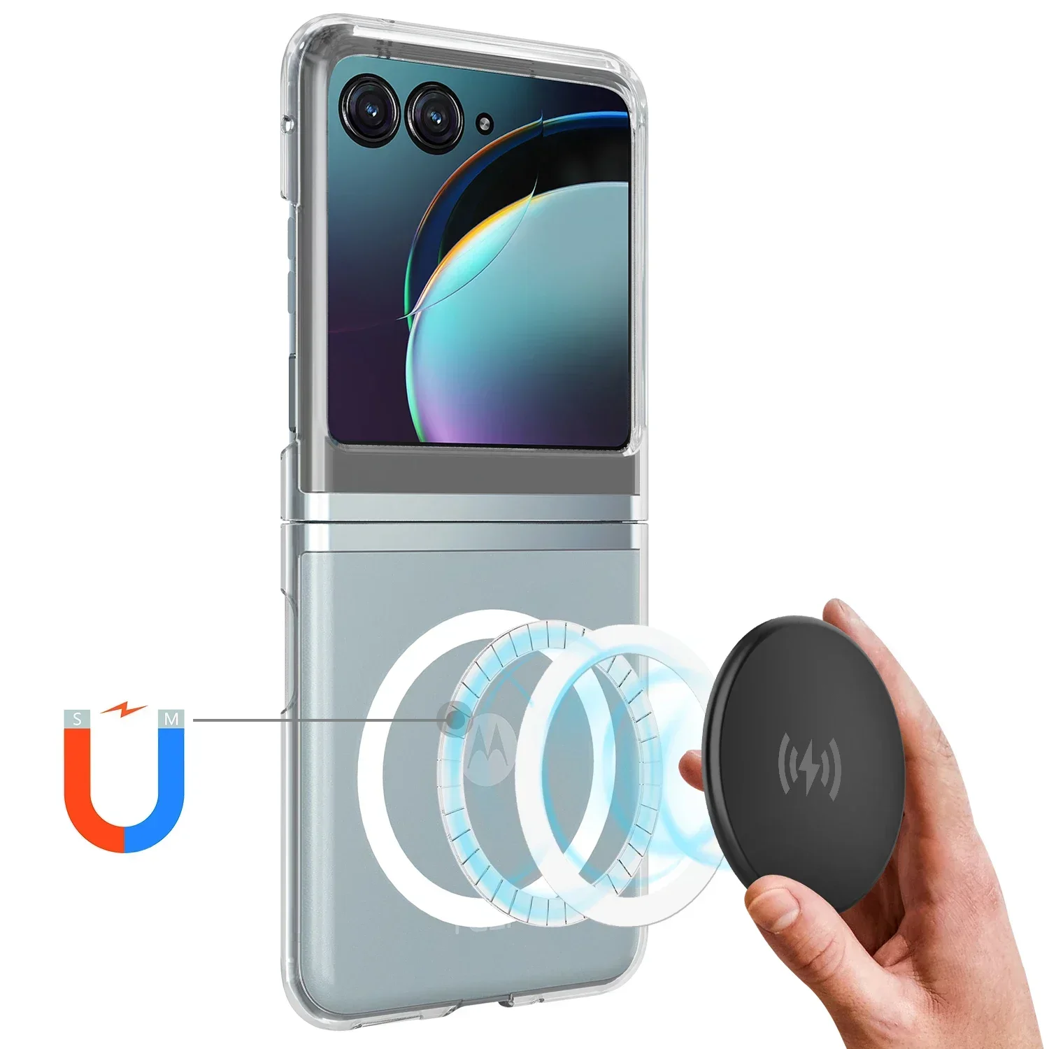 Capa de telefone de alta transparência hd para moto razr 60 pro ultra 50 40 plus carregamento magnético sem fio ultra fino proteger capa