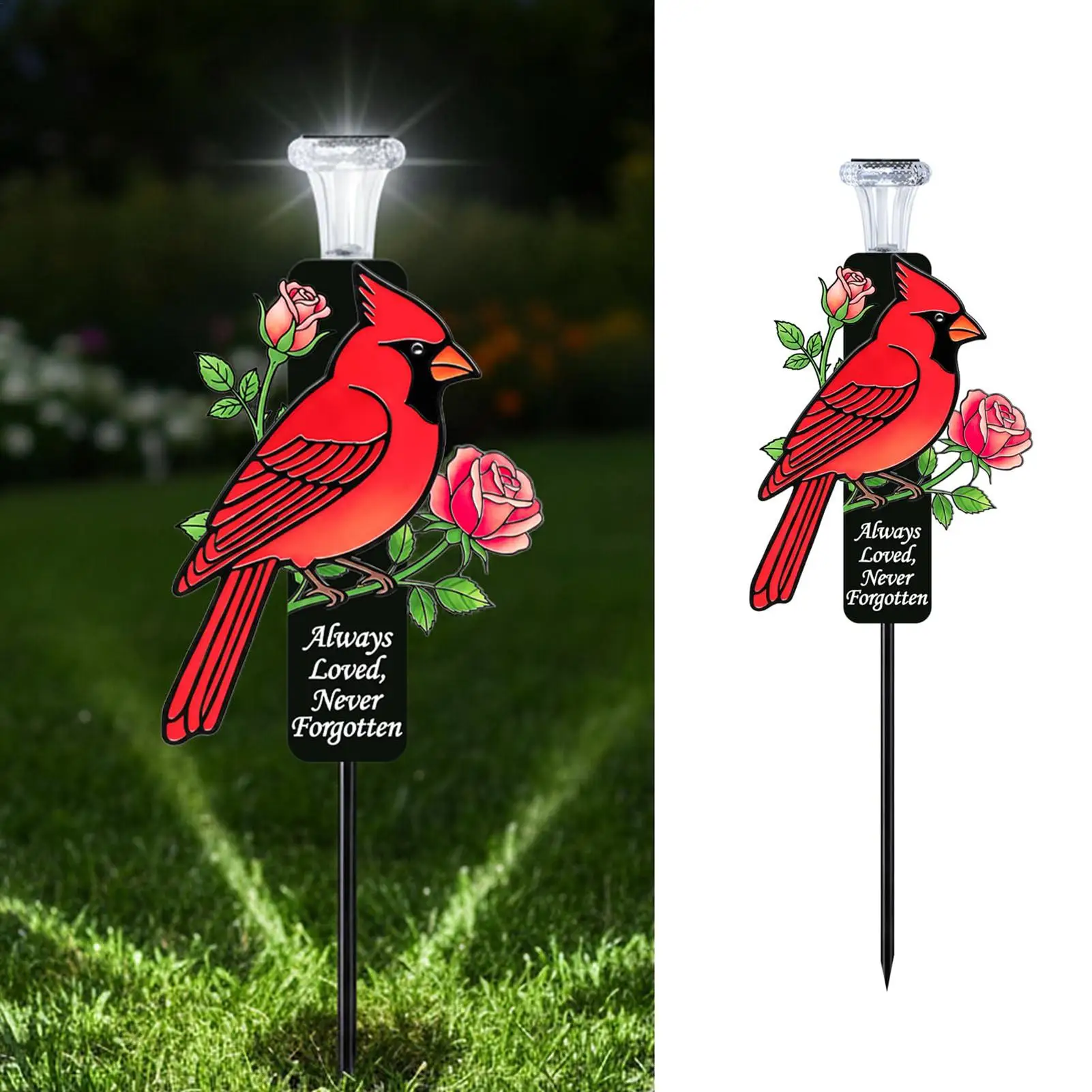 Metal Garden Stakes Metal Decorative Easy Install Solar Cardinal Memorial Graves Stakes For Farmhouse Spring Nature Aesthetics