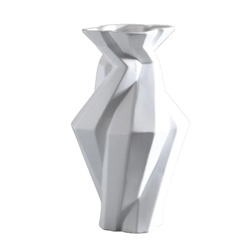 Nordic geometric abstract ceramic vase, twisted vase, minimalist modern home model house, sales department ornaments