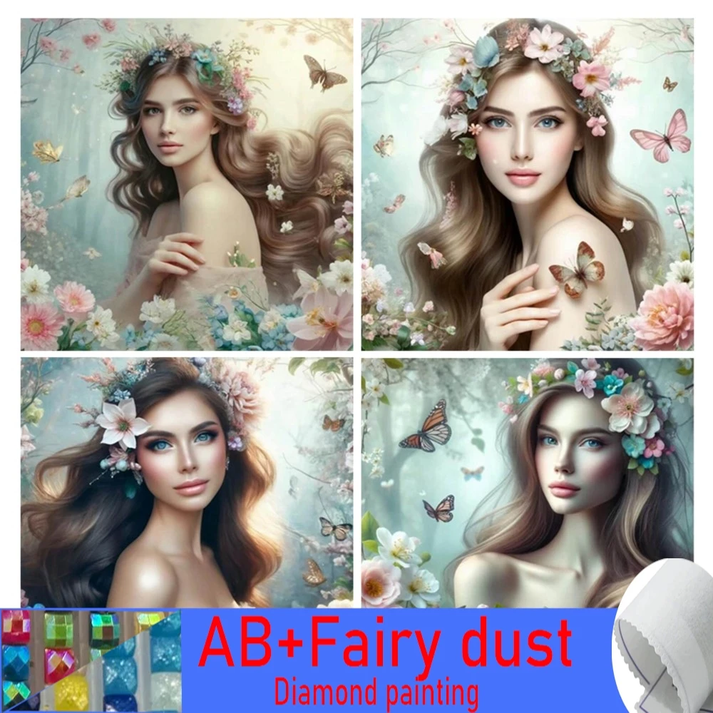 

120 цветов AB Fairy Dust Алмазная картина Новая коллекция 2025 Dream Girl 5D DIY Art Мозаика Вышивка Женская картина Настенный декор