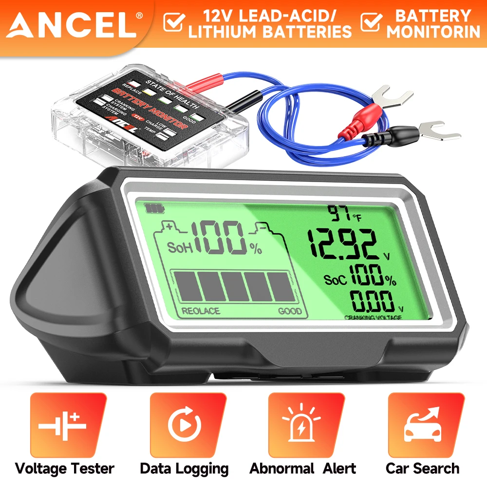 ANCEL BM200 PRO 12V車用バッテリーテスター LEDディスプレイ防水
