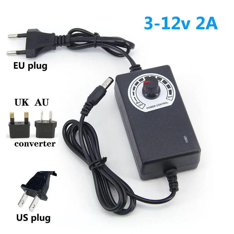 AC to DC Adjustable DC Power Supply Switch 3V–12V 5V 6V 9v 12v 2A Charger Power Adapter Source for strip Blower US EU UK AU plug