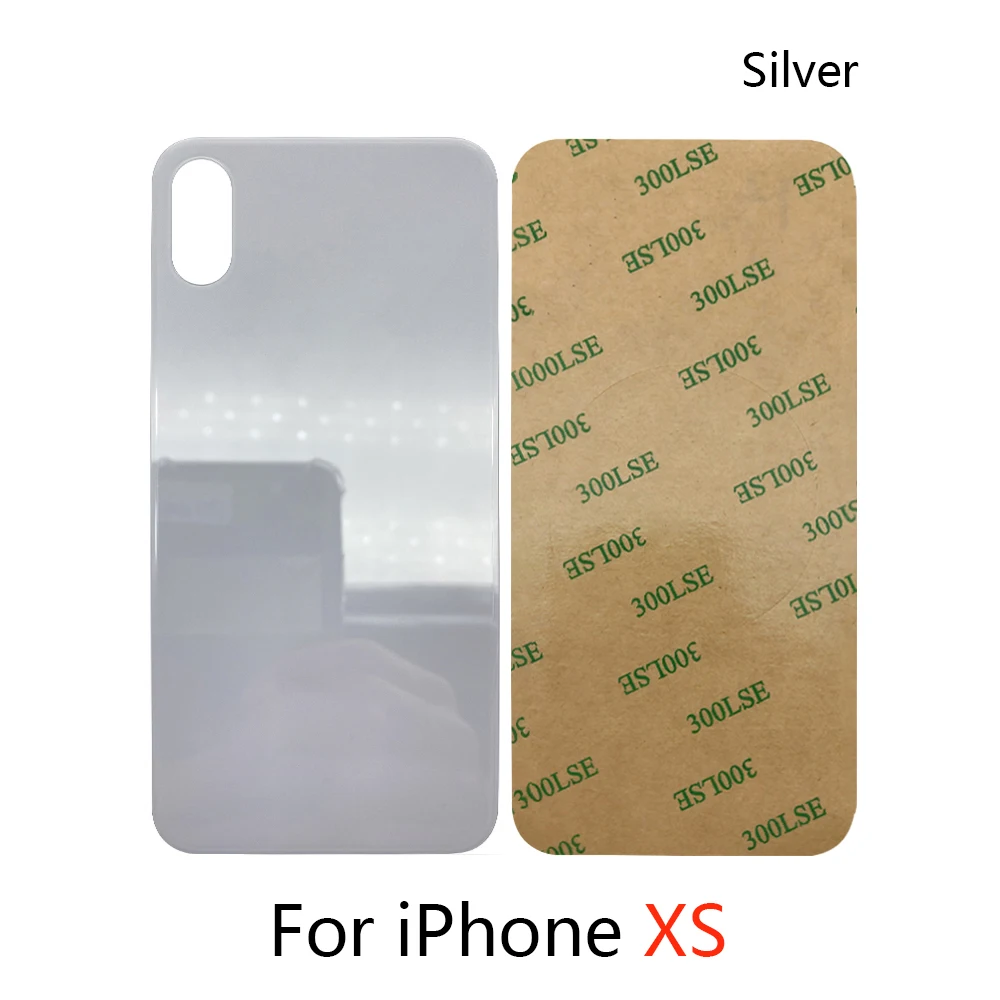 5Pcs/Lot，Big Hole NEW For iPhone X / XS / XS Max Housing Case Replacement Battery Back Glass Cover with Sticker Repair Parts