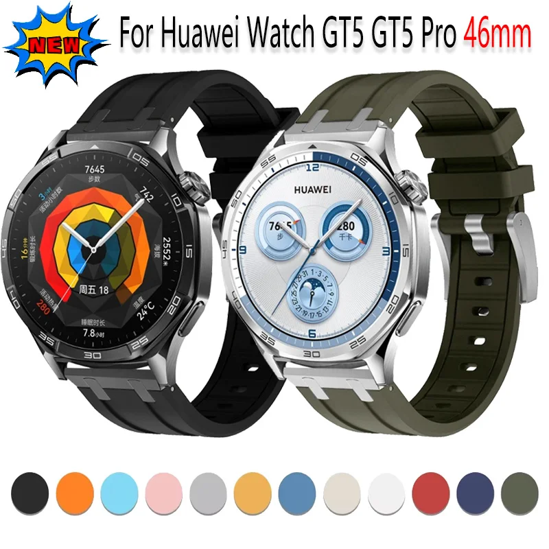 

22mm 20mm Silicone Strap for Huawei Watch GT5 GT5 Pro 46mm Breathable Bracelet Wristband Huawei Watch 4 3 Pro GT4-3 46mm Correa