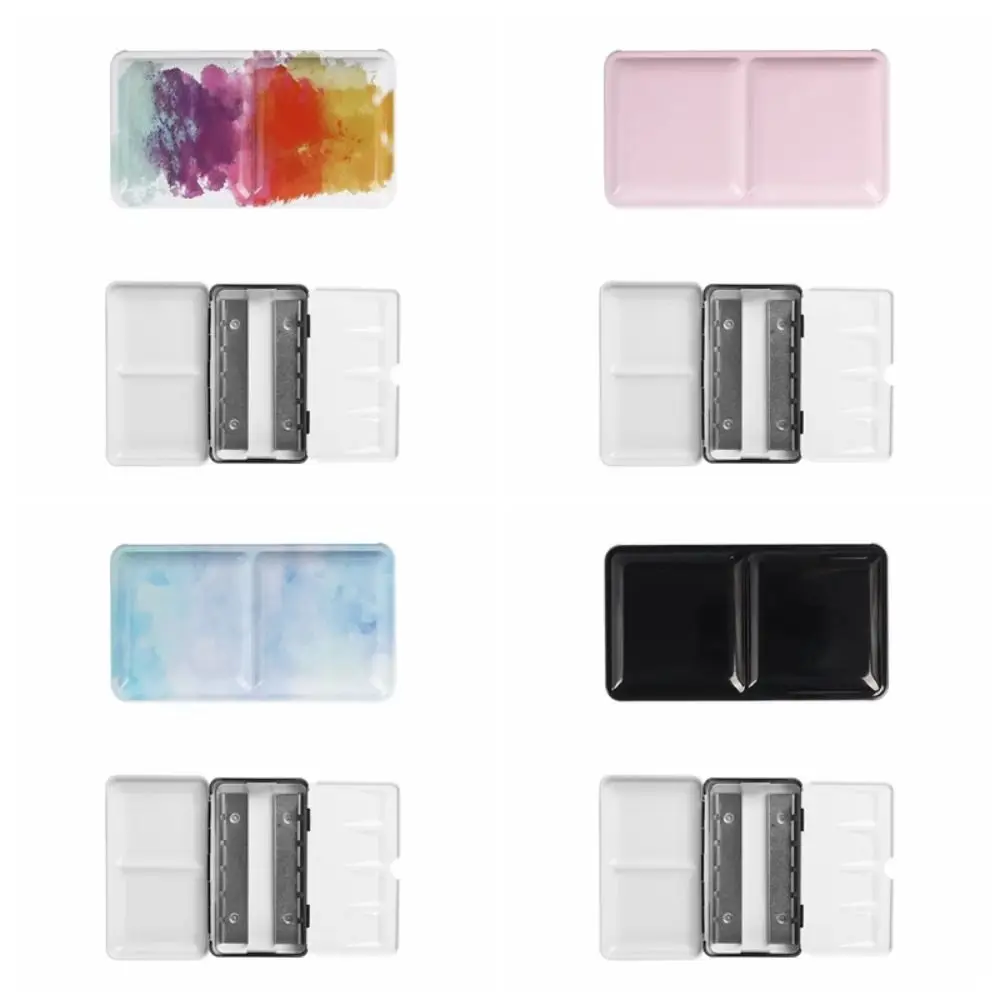 Portable Foldable Painting Box Half Pans Small Size Watercolor Storage Empty Metal Watercolor Paint Box School