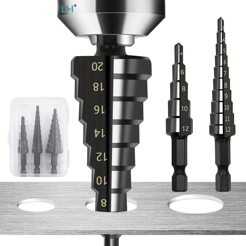 Rectangle Straight Hole High Carbon Steel Black Ladder Drilling Head 3-12/4-12/4-20/4-32mm Extender Stairs Drilling Tower Drill