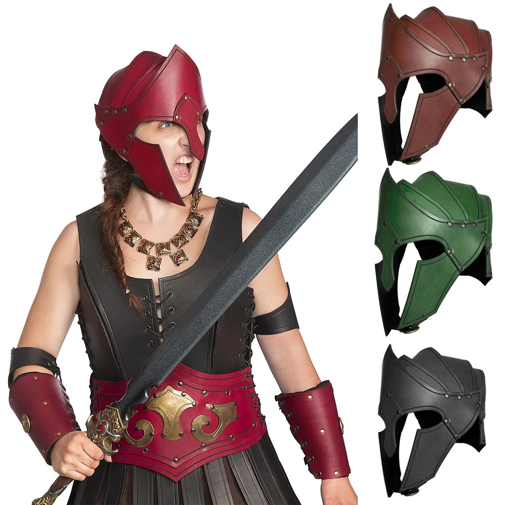Máscara de Cosplay Medieval Renacentista, Casco de Cuero Vintage Nórdico Vikingo de Dragón, Guerrero Fantasía, Elfo, Disfraz de Halloween