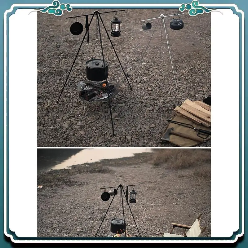 

Reliable Outdoor Aluminum Alloy Tripod Hanger Storage Rack Portable Crossbar Set Retractable Hanging Pot Bracket