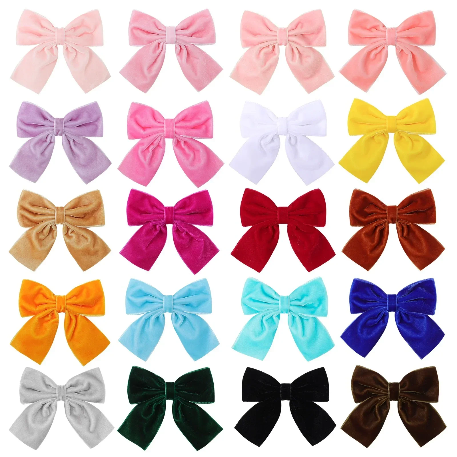 4.3inch Velvet Bows Hair Clips for Girls Black White Red Pink Blue Yellow Handmade Barrettes Headwear Kids Hair Accessories