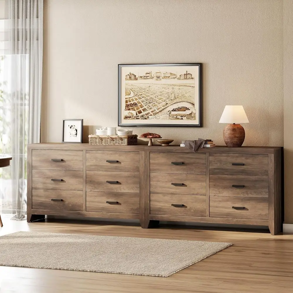 

Большой шкаф для хранения 106 с 12 ящиками, идеально подходит для кухни, столовой, гостиной и кофейни, цвет — насыщенный коричневый