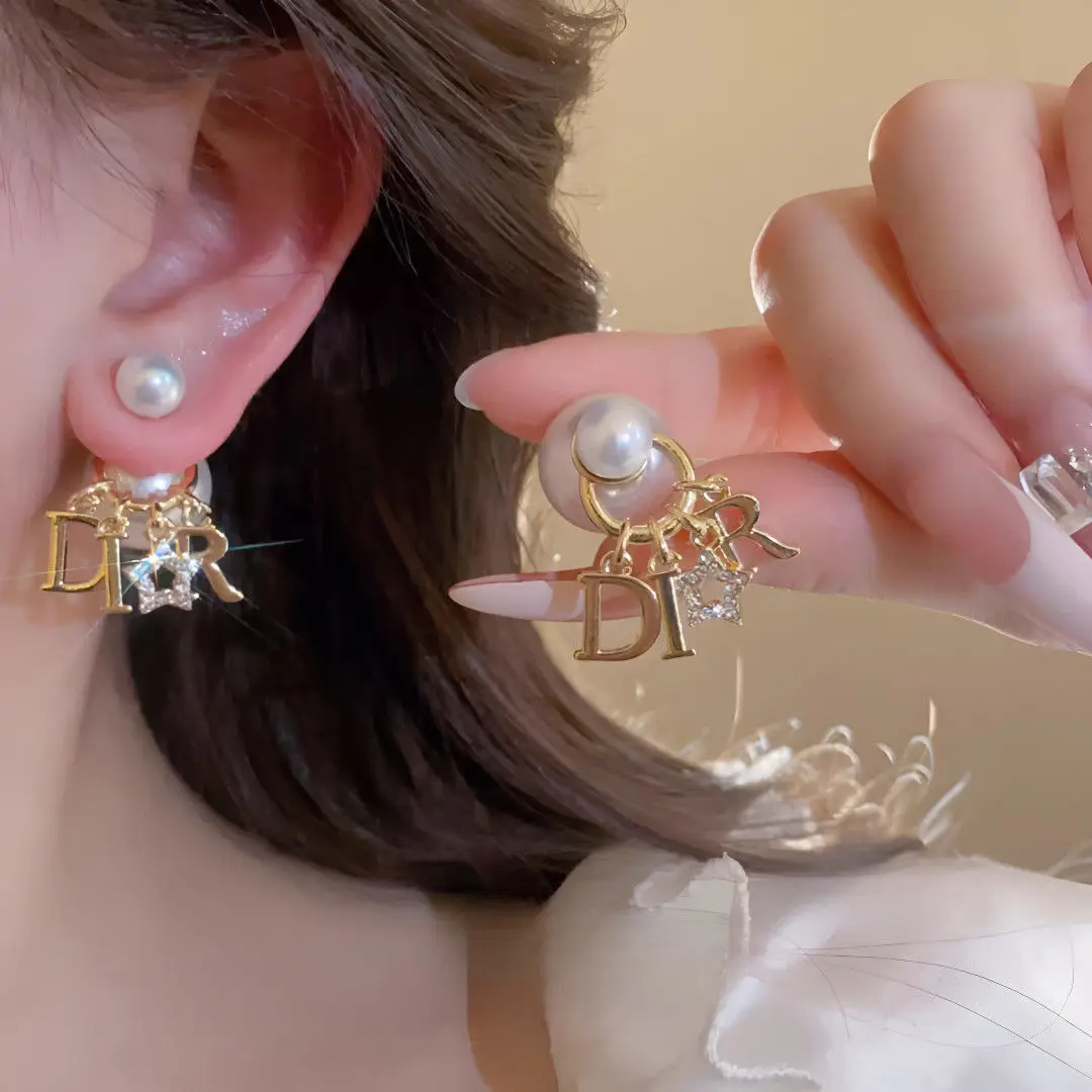 جديد عصري رسالة الوجهين اللؤلؤ أقراط اللؤلؤ للنساء الفاخرة أنيقة الربيع الصيف موضة أقراط Aretes De Mujer #2