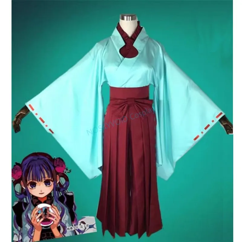 

2025 Halloween Women's Kimono Set Anime Akane Aoi Cosplay Costume Toilet-bound Hanako-kun Witch Aoi's Wigs Headwear Carnival set