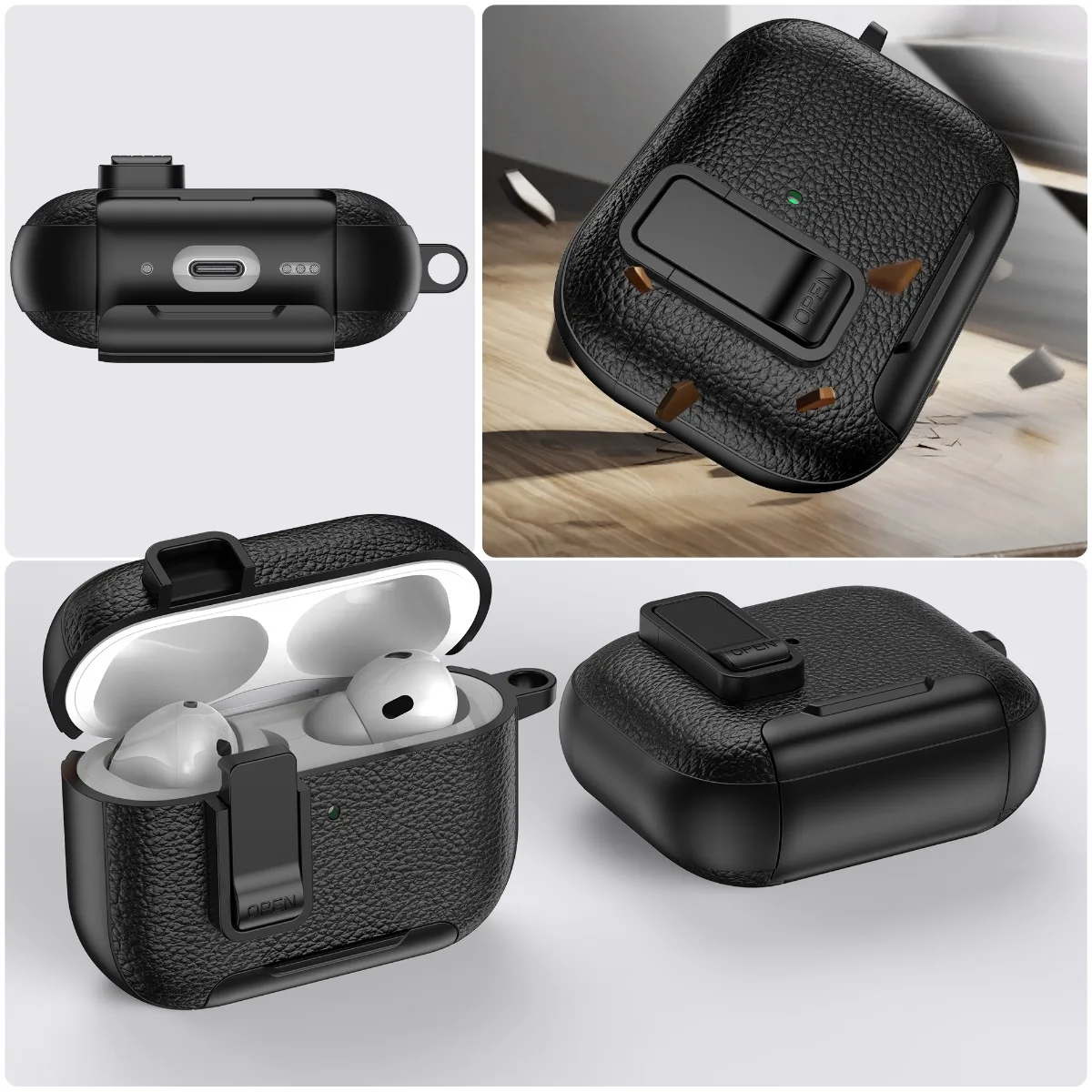 حافظة لهاتف AirPods Pro 3 غطاء سماعة رأس بخاصية البلوتوث لأجهزة AirPods Pro 2 أو AirPods 1 2 3 4 Pro مع خطاف