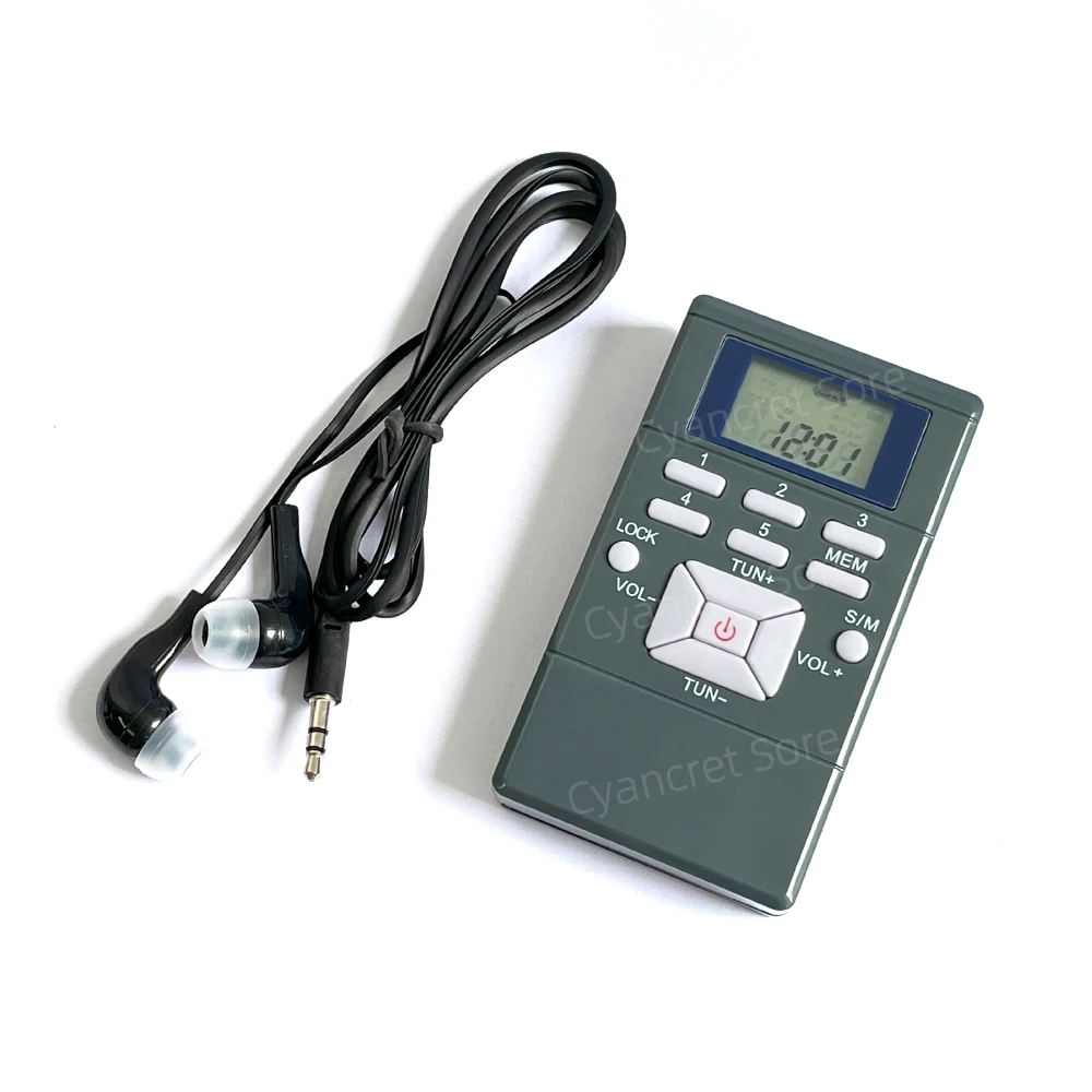 راديو محمول جيب صغير FM شاشة ديجيتال استقبال ستيريو شاشة LCD حساسية عالية دعم سماعة بطارية AAA