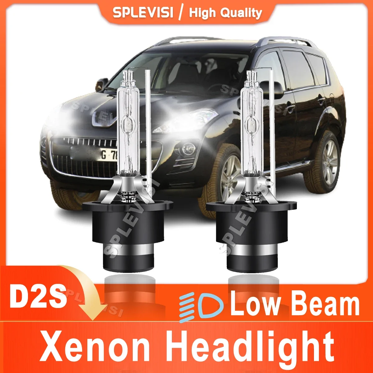 

SPLEVISI 2Pcs Car Light 6000K Pure White For Peugeot 4007 2007 2008 2009 2010 2011 2012 Headlight Low Beam D2S HID Lamp