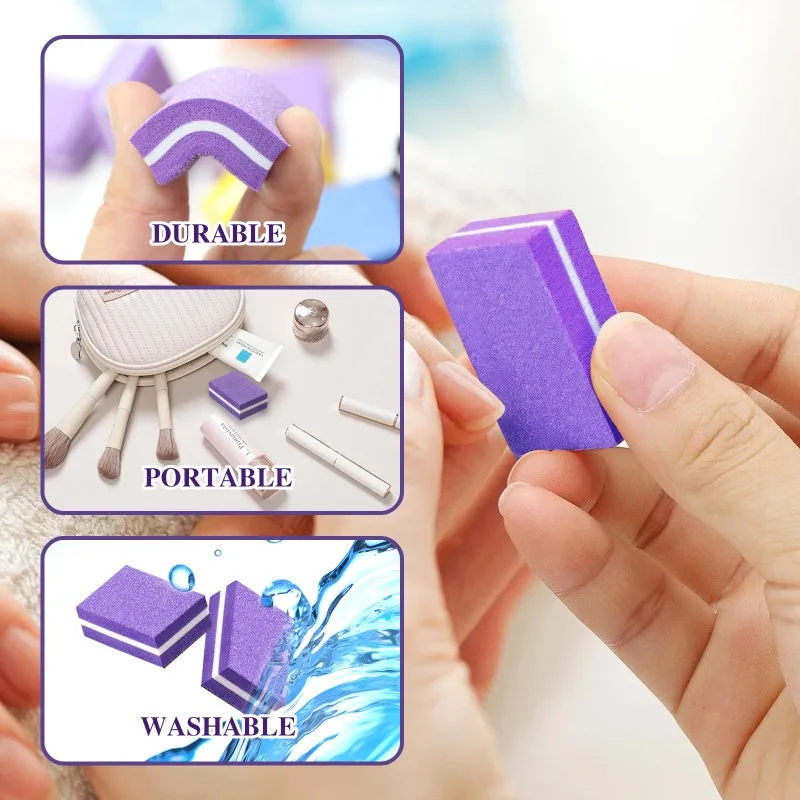 50 stücke Mini Cube Schwamm Datei 100/180G Nagel Puffer Block Schwamm UV Gel Polish Remover Sauber Pediküre pflege Block Polieren Schleifen