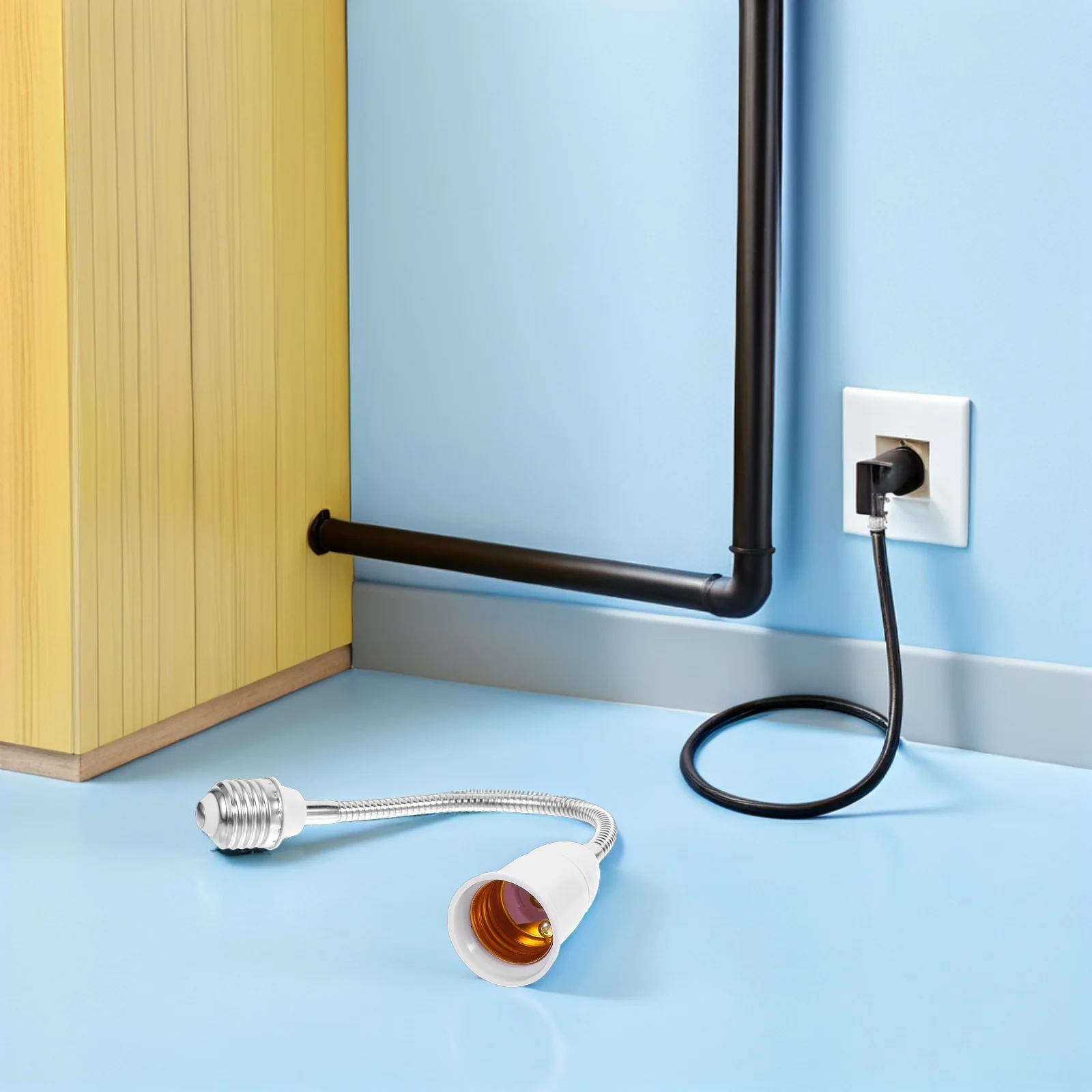 

2Pcs E27 Lamp Socket Extender Rotatable Bulb Holder Adapter Flexible Extension Adjustable Lighting for Home Office