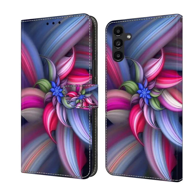 A14 A24 Phone Case For Samsung Galaxy A24 A14 4G A34 A54 5G A145F Leather Cases Magnetic Flip Stand Cute Wallet Cover