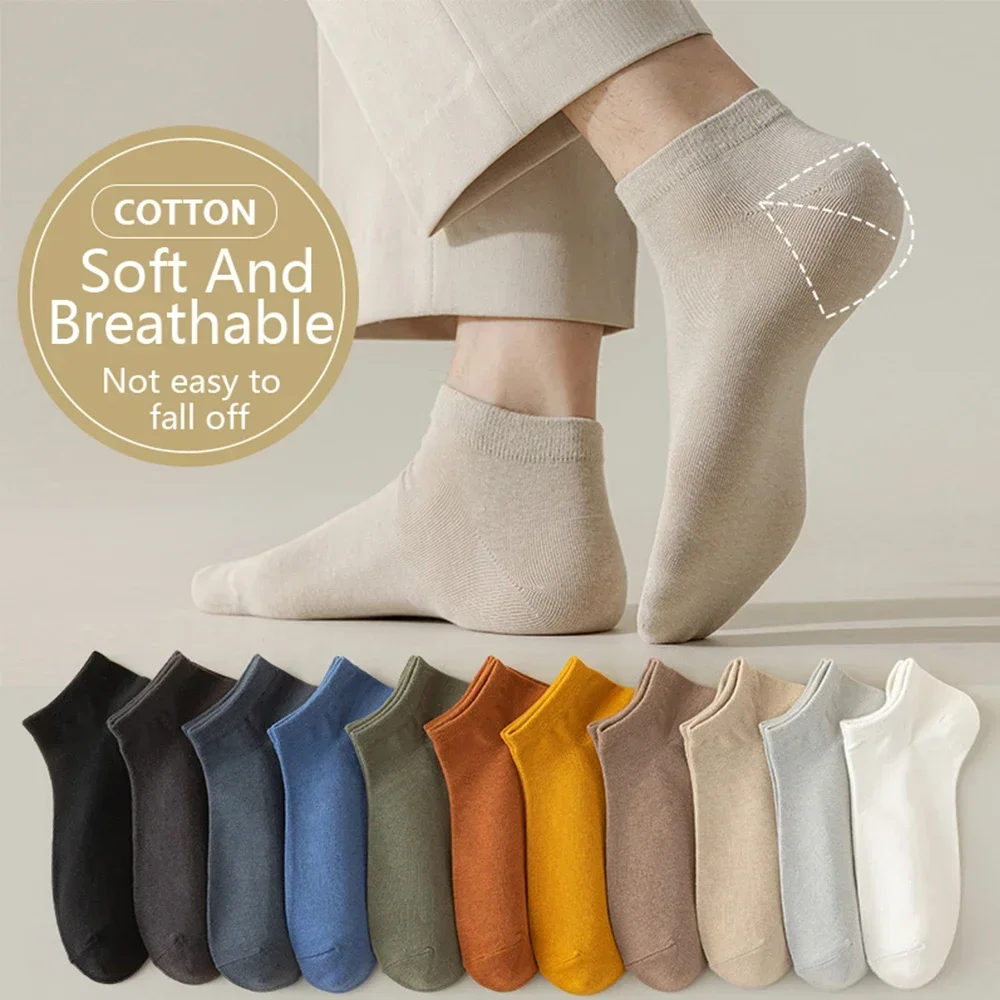 

95% Combed Cotton Men's Dress Socks 5-Pack Breathable Ankle Socks for Business Anti-Odor Moisture-Wicking Colorful Casual Socks