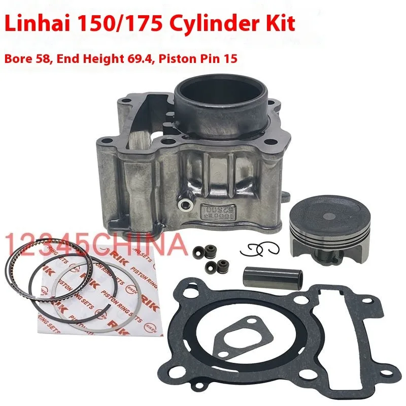 

58mm Motorcycle Engine Parts Cylinder Piston Ring Gasket Kit 15mm Pin for Yamaha LinHai LH175 LH150 SMAX FORCE155 LMAX150 150cc