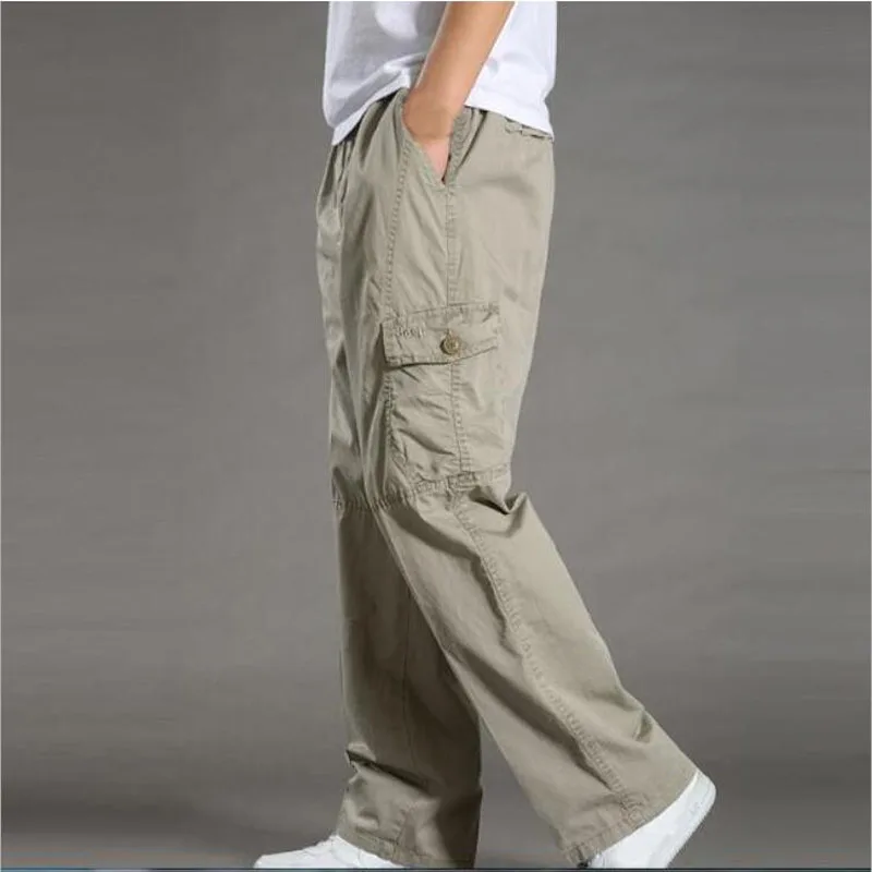 

Men cargo pants large size big 5XL 7XL 8XL 9XL 10XL Stretch trousers autumn military safari style Straight pants pocket khaki 50