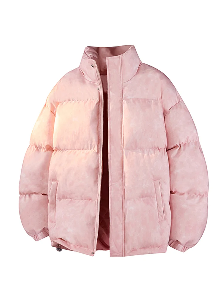 

Winter Thiened ort down Cotton Jaet Stand Collar Bread Sle ex Anti-Cold Warmth Youth Faion Loose Fit Zipper Clo...