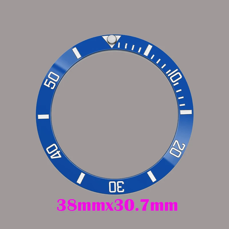 Green Blue Luminous Sloping 38mm*30.7mm Ceramic Bezel GMT and Diving watch Insert For 40mm Men Watch Replace Watch Bezel Inserts