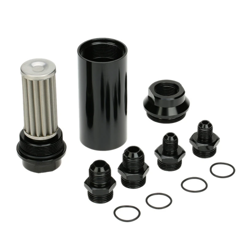 

Gasoline Inline Oil Fuel Petrol Filter with AN8 AN6 Fittings Adapter 50mm Billet Aluminum Car Accessories