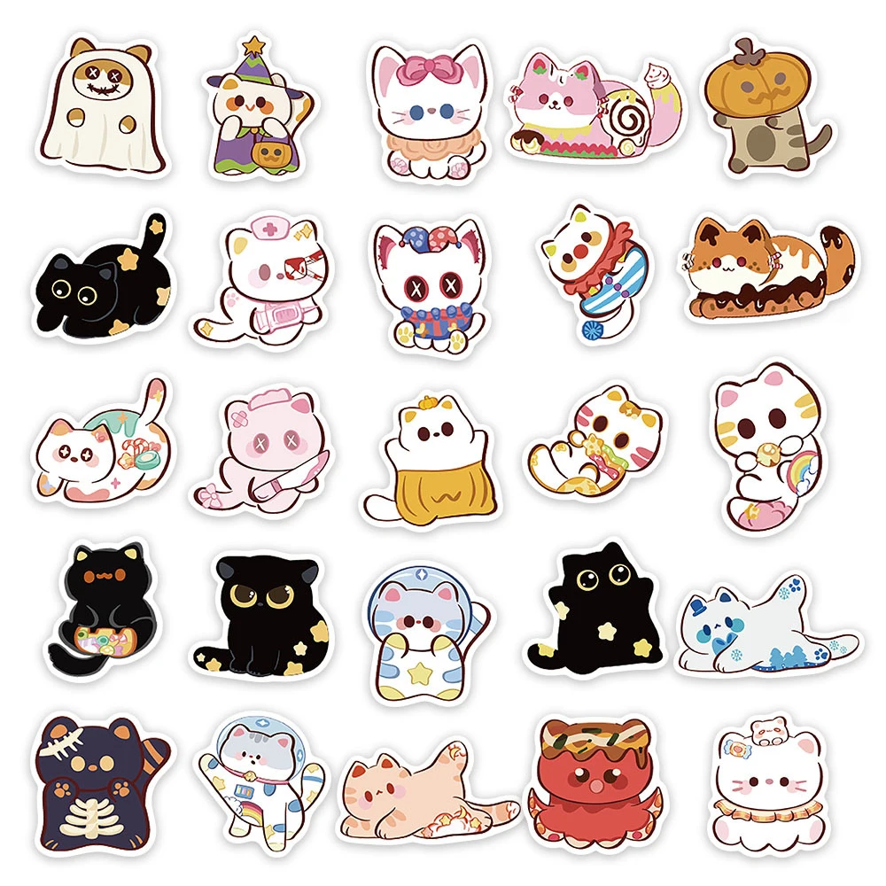 10/30/50 pçs engraçado dos desenhos animados gato criativo adesivos à prova dwaterproof água diy skate bagagem bicicleta notebook bonito decoração adesivo para presente