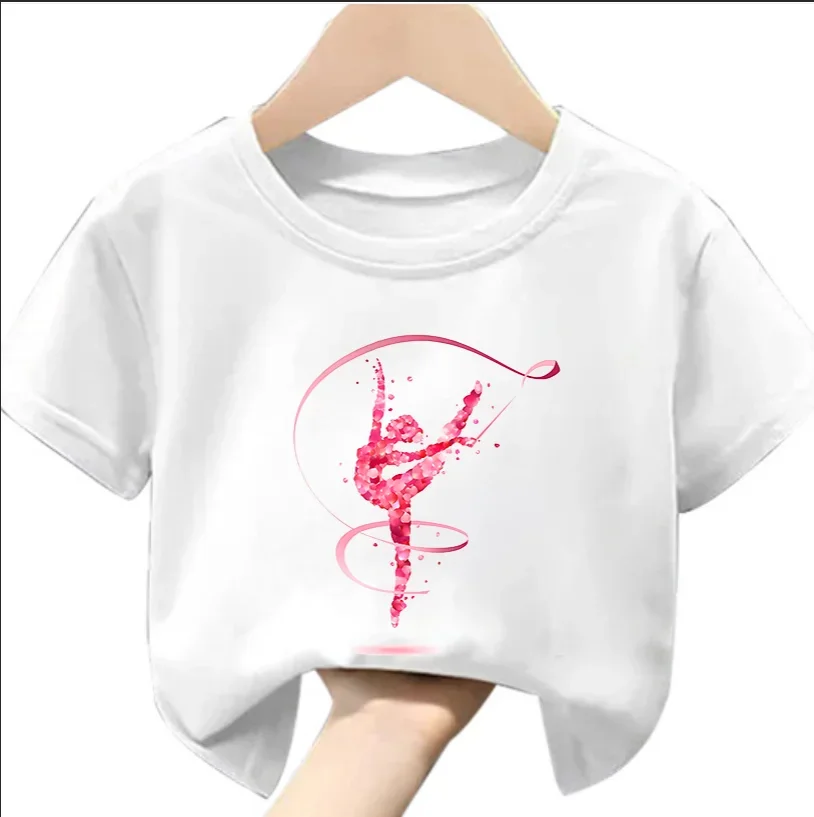 

Dazzling Colorful Gymnastic Girl Print CuteChildren's T-Shirts Kids Black Tshirt GYM Excercise Sport Lover Birthday Gift Tshirt