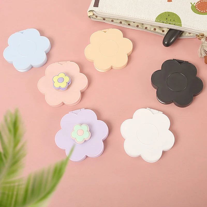 Portable Double-sided Folding Makeup Mirror Flower Mirror Pocket Compact Dressing Table Handheld Mirror Student Mirror
