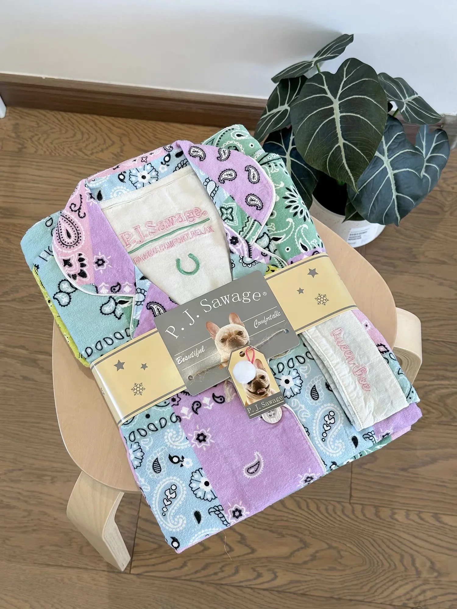 

Soft Cotton Pajamas Women Autumn New Sleepwear 2Pcs Top Pant Long Sleeve Home Clothes Luxury Gift Lady Nightwear Print Pjs