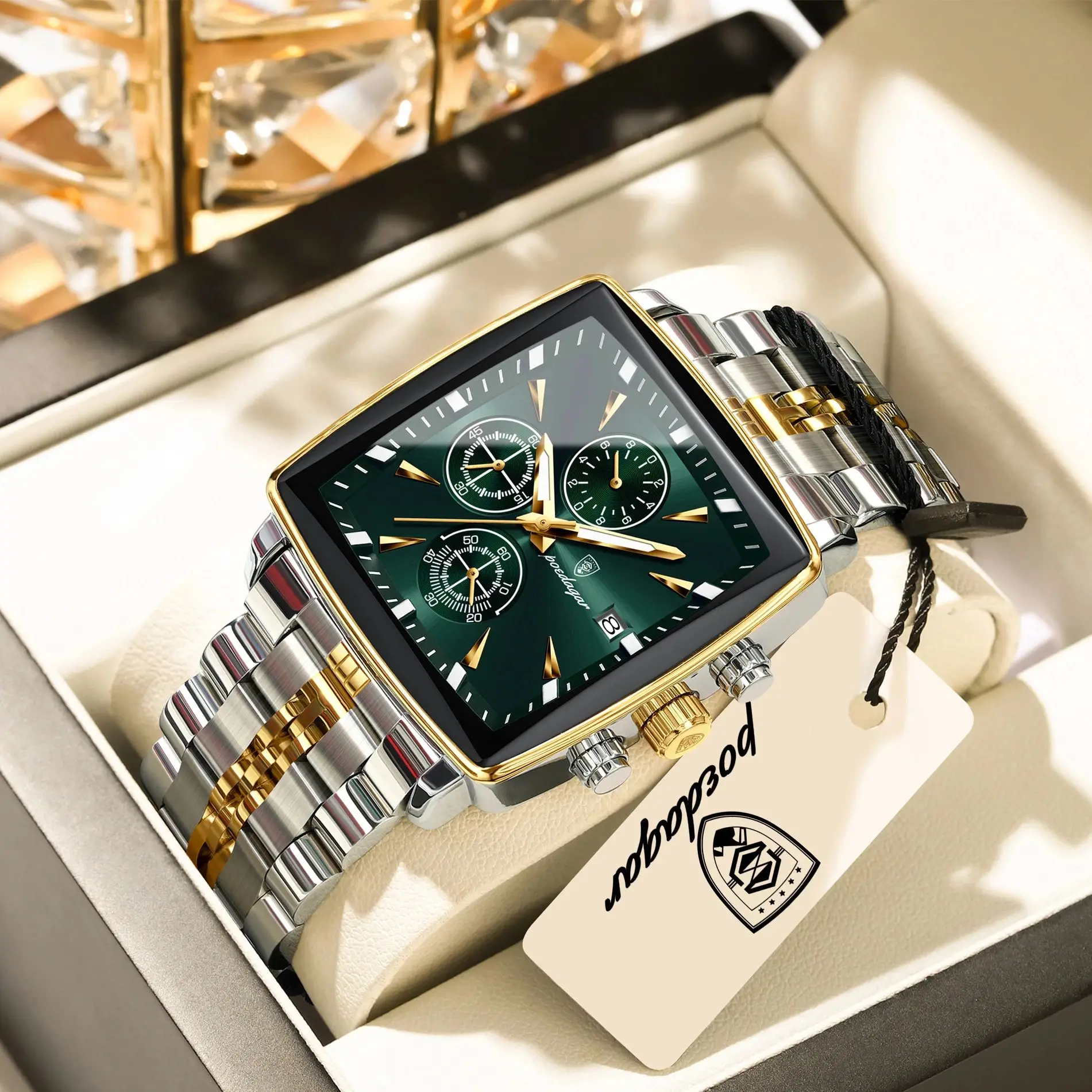 

Мужские часы POEDAGAR Business Original, водонепроницаемые, с люминесцентным покрытием, из нержавеющей стали, хронограф, с указателем даты, кварцевые.