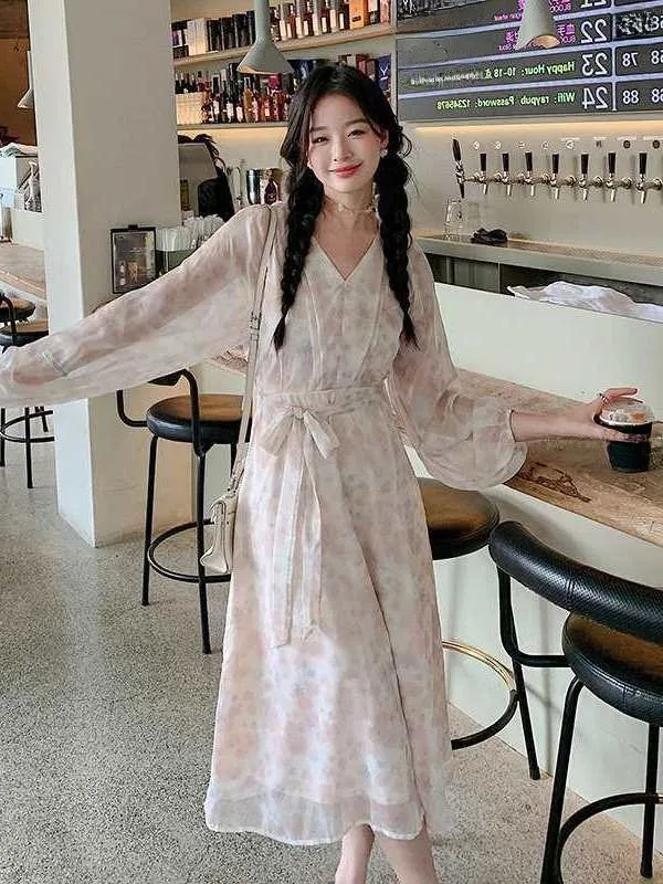 

Gentle Aging Fairy Dr V-Ne Lace-Up Waist High Waist A-Line Skirt Long Sve 00% Linen Gentle Aging Ins Sle Ciwalk