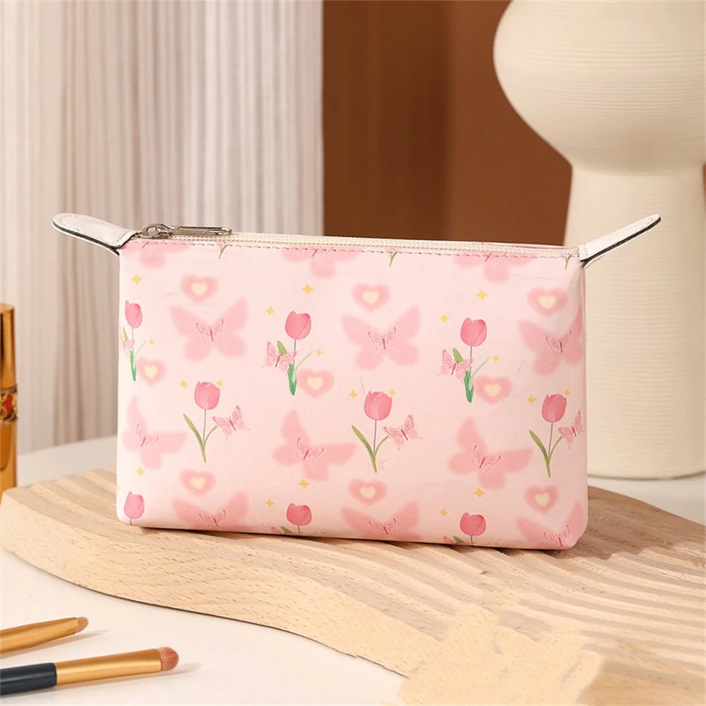 Tas Rias Busur Wanita Kantong Lipstik Kulit Pu Tas Kosmetik Multifungsi Travel Portabel Organizer Perlengkapan Mandi Kapasitas Besar