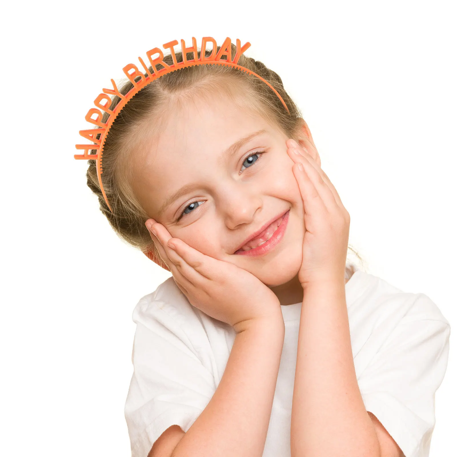 

6pcs Plastic Birthday Headband For Kids Creative Party Favor Gift Photo Props Yellow Purple Blue Pink Orange Rose Red