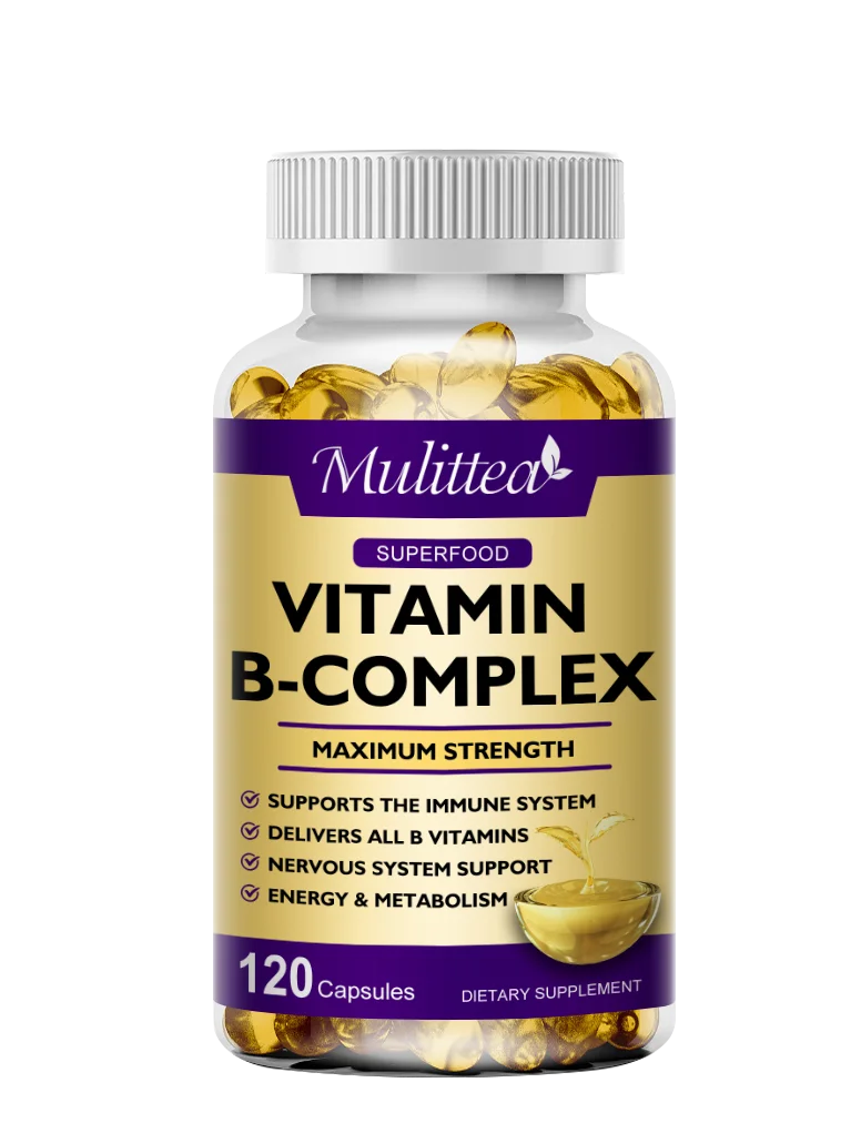Mulittea 3X Complex Vitamin B  Supplements (B12 B2 B6)for Relieve Stress Improve Immunity System Energy Support